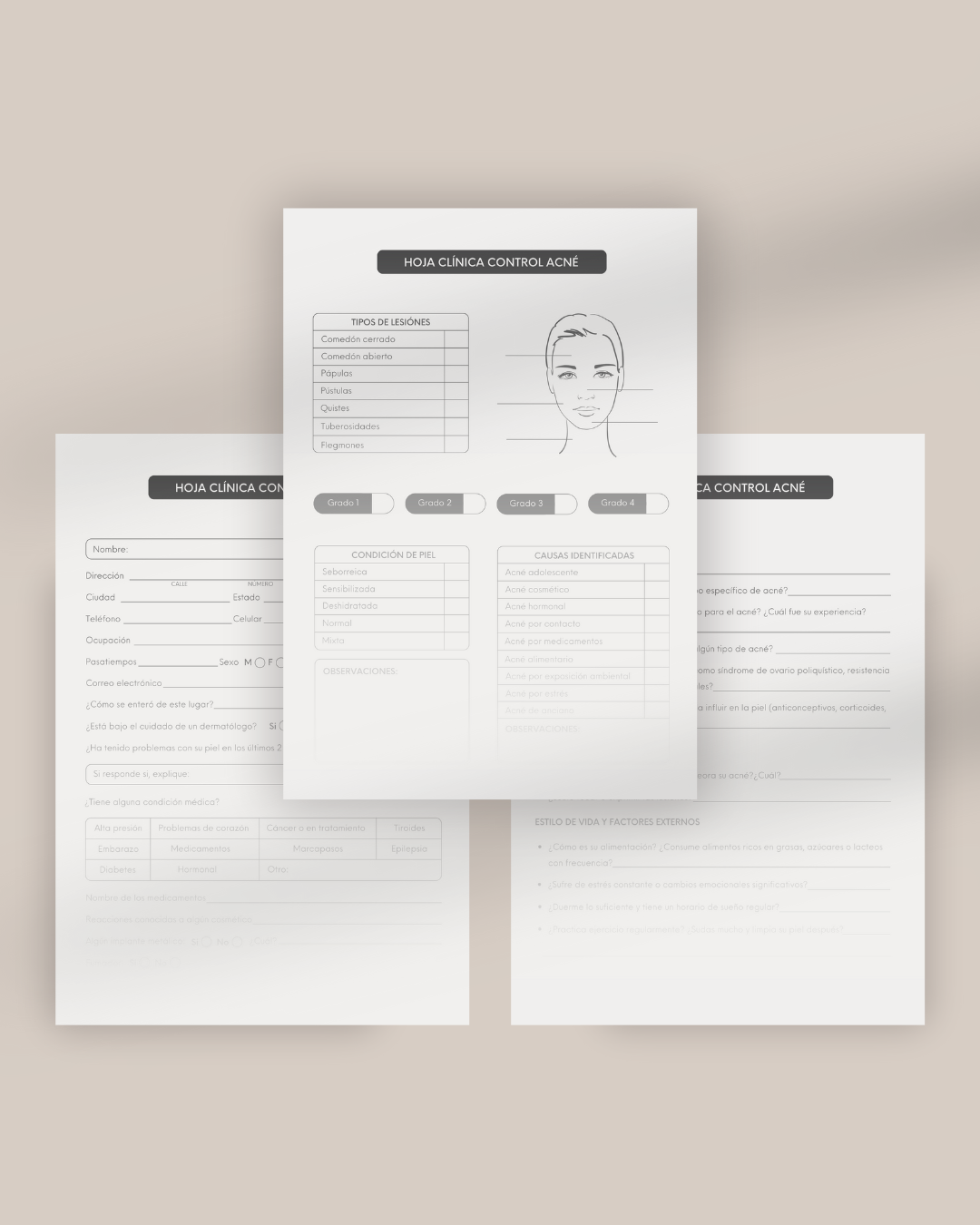 Hoja clínica control acné