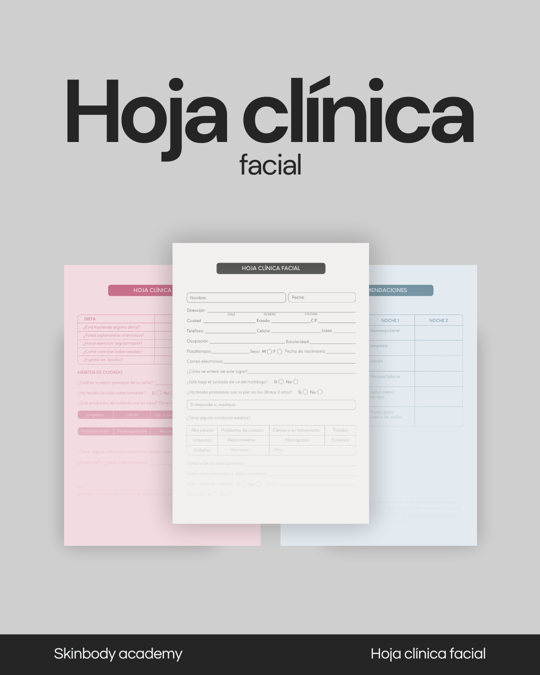 Hoja clínica facial