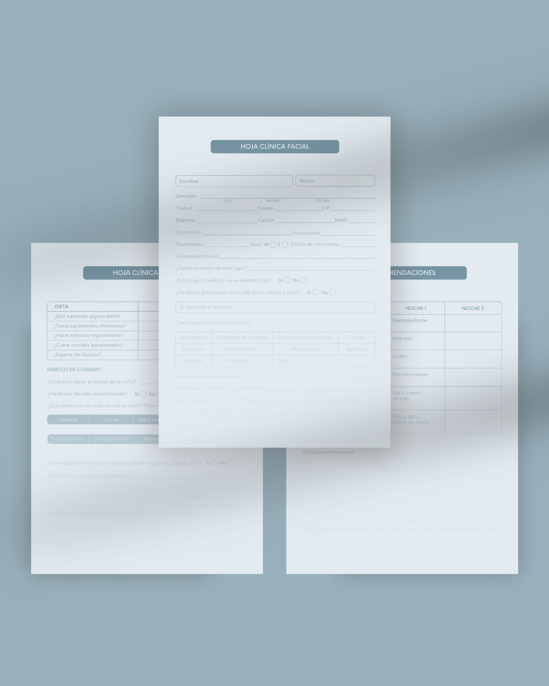 Hoja clínica facial