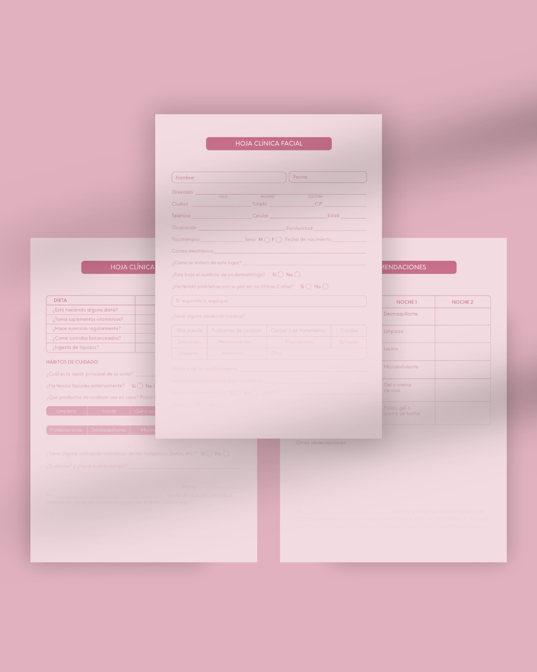 Hoja clínica facial